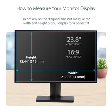 StarTech.com 23.8-inch 16:9 Computer Monitor Privacy Screen, Hanging Acrylic Filter, Quick-Install Security Shield, Monitor Screen Protector, +/- 30 Deg. View, Glossy - TAA view 11