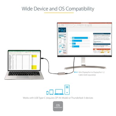 StarTech.com USB C to Mini DisplayPort Adapter - 4K 60Hz USB-C to mDP Adapter Dongle - USB Type-C to Mini DP Monitor - Video Converter - Works w/Thunderbolt 3-12" Long Attached Cable - Upgraded Version of CDP2MDP view 7