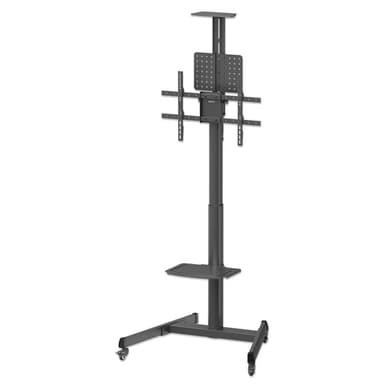 Manhattan Trolley Mount Stand for TV & Monitors (crank handle height adjust), For screens: 37" to 65", VESA compatibility: all between 200x200 to 600x400mm -check the dimensions of the four mounting holes on back of screen to ensure it fits, Max 70kg,1120 to 1570mm view 1