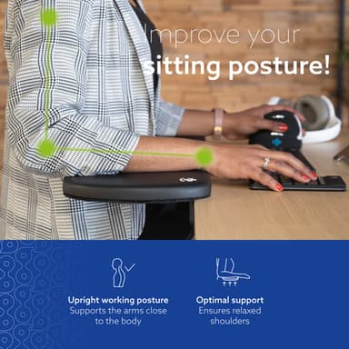 R-Go Tools Armrest R-Go, ergonomic, symmetrical, with abdominal cutout, soft foam, black view 9