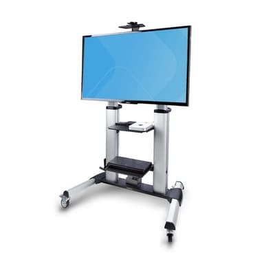 StarTech.com Rolling TV Cart/Stand On Wheels For 60-100inch Flat Screens Up To 220lb (100kg), Height Adjustment via Hand Crank, Mobile/Portable Trolley Mount view 3