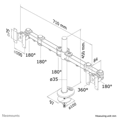 Neomounts FPMA-D960DG Monitor arm 10-27" view 6