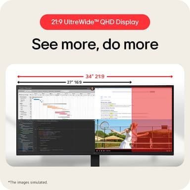 LG 34" IPS Ultrawide QHD Monitor computer monitor 86.4 cm (34") 3440 x 1440 pixels UltraWide Quad HD LCD Black view 2