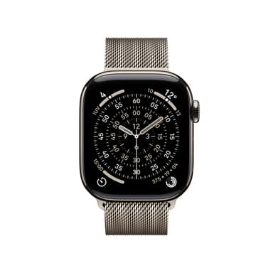 Apple Watch Series 11 GPS + Cellular 42mm Natural Titanium Case with Natural Milanese Loop view 2