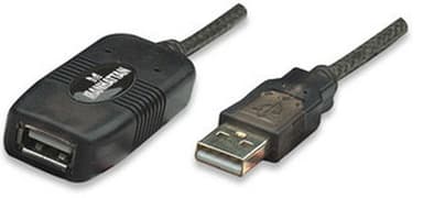 Manhattan USB-A to USB-A Extension Cable, 10m, Male to Female, Active, 480 Mbps (USB 2.0), Daisy-Chainable, Built In Repeater, Hi-Speed USB, Black, Three Year Warranty, Equivalent to USB2AAEXT10M. view 4