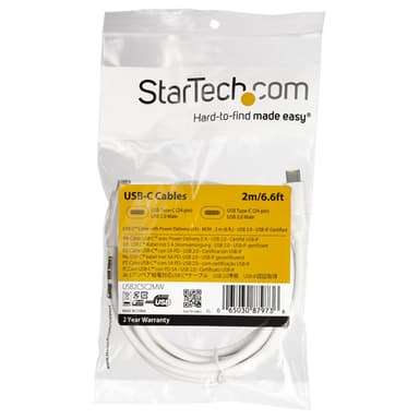 StarTech.com USB-C to USB-C Cable w/ 5A PD - M/M - White - 2 m (6 ft.) - USB 2.0 - USB-IF Certified view 5