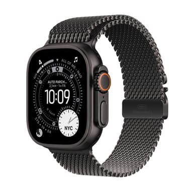 Apple Watch Ultra 3 GPS + Cellular 49mm Black Titanium Case with Black Titanium Milanese Loop - Medium view 1
