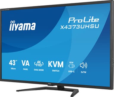 iiyama ProLite X4373UHSU-B2 computer monitor 108 cm (42.5") 3840 x 2160 pixels 4K Ultra HD LED Black view 4