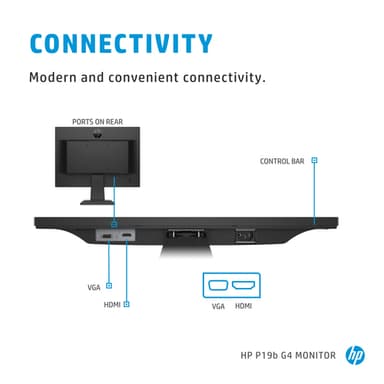 HP P19b G4 Monitor computer monitor 47 cm (18.5") 1366 x 768 pixels WXGA LED Black view 6