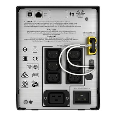 APC Smart-UPS C, Line Interactive, 2000VA, Tower, 230V, 6x IEC C13+1x IEC C19 outlets, USB and Serial communication, AVR, Graphic LCD view 2