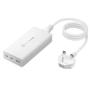 j5create JUP37185W 185W GaN PD 3.1 USB-C® 3-Port Charger-UK, Black view 1