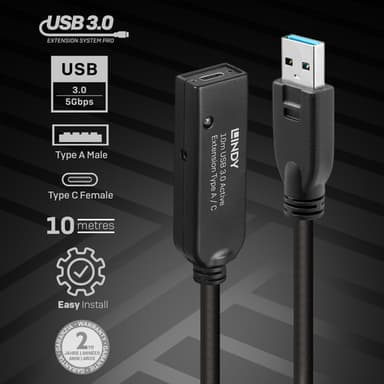 Lindy 10m USB 3.0 Active Extension Type A to C view 4