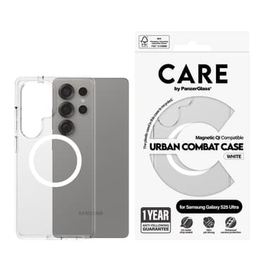 PanzerGlass CARE™ by ® Urban Combat Case Transparent w. White Qi Compatible Samsung Galaxy S25 Ultra view 2
