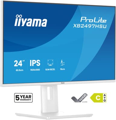 iiyama ProLite XB2497HSU-W1 computer monitor 60.5 cm (23.8") 1920 x 1080 pixels Full HD LED White view 1