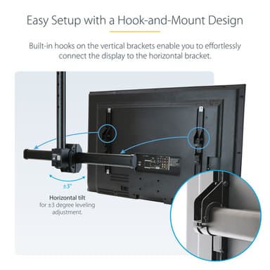 StarTech.com TV Ceiling Mount - Full-Motion Universal Hanging Single Screen Mount with Adjustable Telescopic Pole - Tilt / Swivel - VESA Bracket for 32”-75" Displays view 13