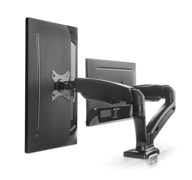 Manhattan Dual Desk Mount for TV & Monitors (Full Motion Spring), For screens 10" to 27", C-Clamp or Grommet Assembly,VESA compatibility: 75x75 and 100x100mm -check the dimensions of the four mounting holes on back of screen to ensure it fits,Max 9kg (each),Bracket view 3