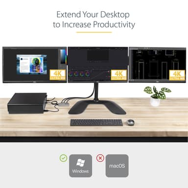 StarTech.com 3-Port MST Hub - DisplayPort to 3x HDMI, Triple 4K 60Hz Monitors, DP 1.4 Multi-Monitor Video Adapter, 1ft (30cm) Built-in Cable, USB Powered, Windows Only view 8