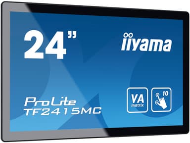 iiyama ProLite TF2415MC-B2 computer monitor 60.5 cm (23.8") 1920 x 1080 pixels Full HD LED Touchscreen Multi-user Black view 1
