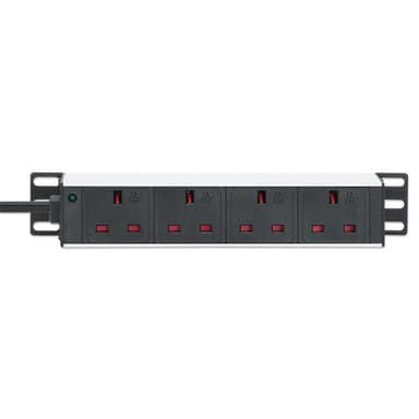 Intellinet 10" 1U PDU 4-way UK, With Indicator, Rackmount, Power Distribution Unit, UK 3-pin outlets, 3m power cord, output view 4