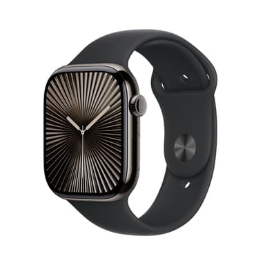 Apple Watch Series 10 GPS + Cellular 46mm Slate Titanium Case with Black Sport Band - M/L view 1