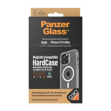 PanzerGlass ® HardCase Transparent w. White MagSafe & D3O® iPhone 15 Pro Max view 3