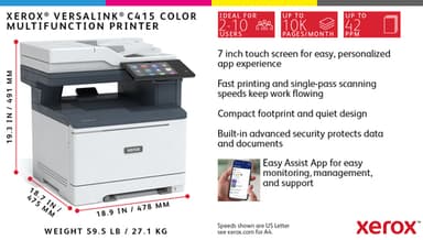 Xerox VersaLink C415 A4 40ppm Duplex Copy/Print/Scan/Fax PS3 PCL5e/6 2 Trays 251 Sheets view 11