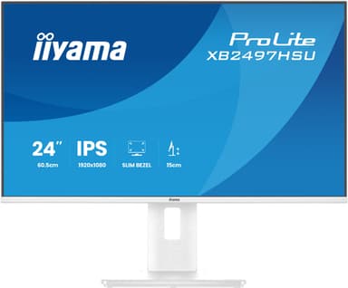 iiyama ProLite XB2497HSU-W1 computer monitor 60.5 cm (23.8") 1920 x 1080 pixels Full HD LED White view 3