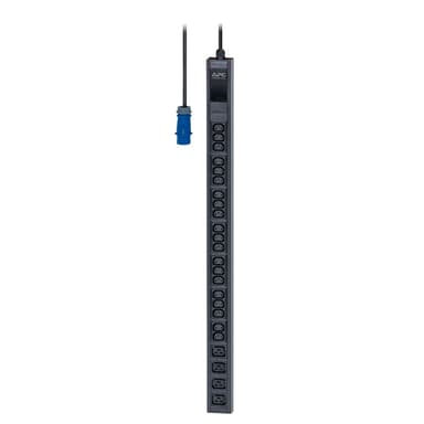 APC Easy Rack PDU, Basic, 0U, 1 Phase, 3.7kW, 230V, 16A, 20 x C13 and 4 x C19 outlets, IEC60309 2P+E inlet view 1