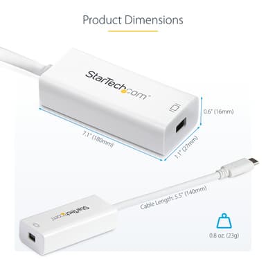 StarTech.com USB-C to Mini DisplayPort Adapter - 4K 60Hz - White - USB 3.1 Type-C to Mini DP Adapter - Upgraded Version is CDP2MDPEC view 12