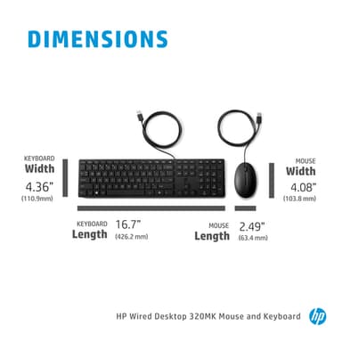 HP Wired Desktop 320MK Mouse and Keyboard view 6