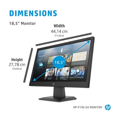 HP P19b G4 Monitor computer monitor 47 cm (18.5") 1366 x 768 pixels WXGA LED Black view 7