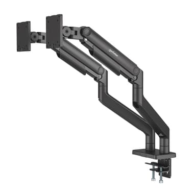 Manhattan Dual Desk Mount for TV & Monitors (Full Motion Spring), For screens 13" to 45", Clamp or Grommet Assembly, VESA compatibility: 75x75 and 100x100mm - check the dimensions of the four mounting holes on back of screen to ensure it fits, Max 20kg (each) view 1