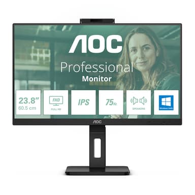 AOC 24P3CW computer monitor 60.5 cm (23.8") 1920 x 1080 pixels Full HD LED Black view 1