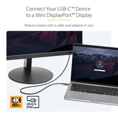 StarTech.com 6 ft. (1.8 m) USB-C to Mini DisplayPort Cable - 4K 60Hz - Black view 8