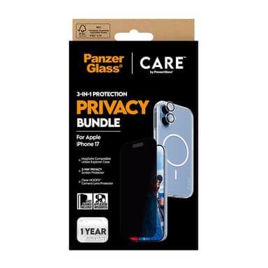 PanzerGlass ® | CARE by ® 3-in-1 Flagship Privacy Bundle iPhone 17 Clear screen protector Apple 1 pc(s) view 3