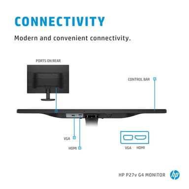 HP P27v G4 computer monitor 68.6 cm (27") 1920 x 1080 pixels Full HD LCD Black view 6