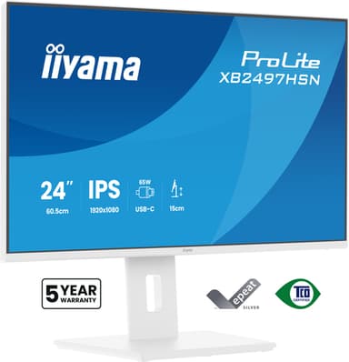 iiyama ProLite XB2497HSN-W1 computer monitor 60.5 cm (23.8") 1920 x 1080 pixels Full HD LED White view 3