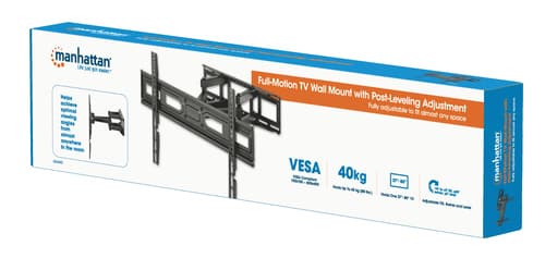 Manhattan Wall Mount for TV & Monitors (Full Motion), For screens 32" to 65", VESA compatibility: all between 100x100mm to 600x400mm - check the dimensions of the four mounting holes on back of screen to ensure it fits, Max 40kg, Black, Bracket, Lifetime Warranty