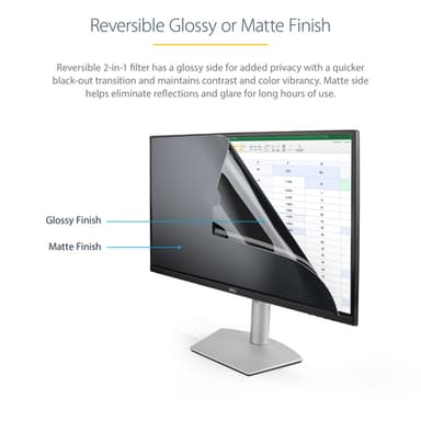 StarTech.com Monitor Privacy Screen for 18.5 inch PC Display - Computer Screen Security Filter - Blue Light Reducing Screen Protector Film - 16:9 Widescreen - Matte/Glossy - +/-30 Degree view 10