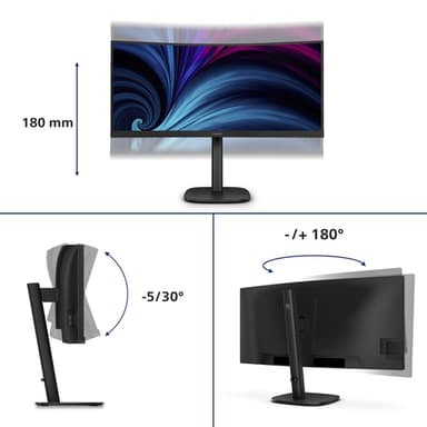 Philips 3000 series 34B2U3600C/00 computer monitor 86.4 cm (34") 3440 x 1440 pixels Wide Quad HD LCD Black view 5