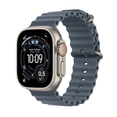 Apple Watch Ultra 3 GPS + Cellular 49mm Natural Titanium Case with Anchor Blue Ocean Band view 1