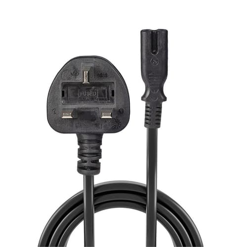 Lindy 1m UK 3 Pin Plug To IEC C7 Mains Power Cable, Black
