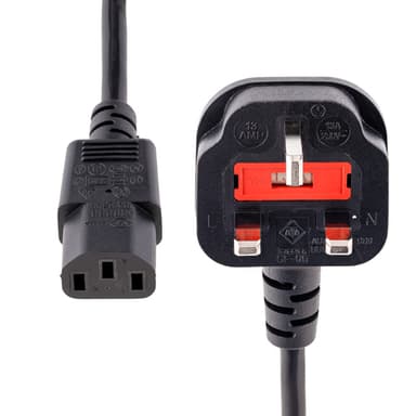 StarTech.com 10ft (3m) UK Computer Power Cable, 18AWG, BS 1363 to C13, 10A 250V, Black Replacement AC Power Cord, Kettle Lead / UK Power Cord, PC Power Supply Cable, TV/Monitor Power Cable view 2
