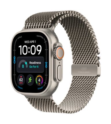 Apple Watch Ultra 4 GPS + Cellular 49mm Natural Titanium Case with Natural Titanium Milanese Loop - M view 1