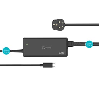 j5create JUP1265 65W PD USB-C® Power Adapter - UK view 3
