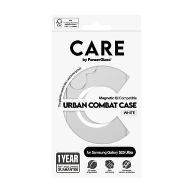 PanzerGlass CARE™ by ® Urban Combat Case Transparent w. White Qi Compatible Samsung Galaxy S25 Ultra view 3