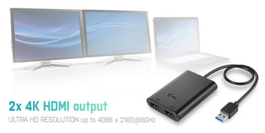 i-tec USB 3.0 / USB-C Dual 4K HDMI Video Adapter view 6