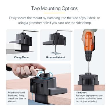 StarTech.com Desk Mount Triple Monitor Arm For Up To Three 27in Screens, VESA 75x75/100x100, Tool-Less Arm Adjustments, C-Clamp/Grommet Mount, Mechanical Spring Arm view 16