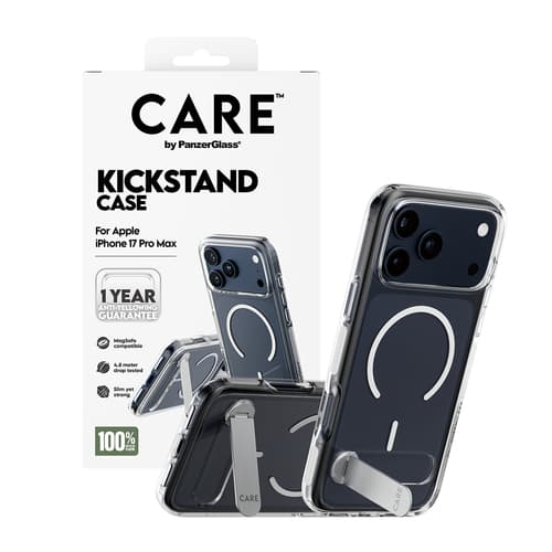 PanzerGlass CARE™ by ® Kickstand Case Transparent w. MagSafe iPhone 17 Pro Max