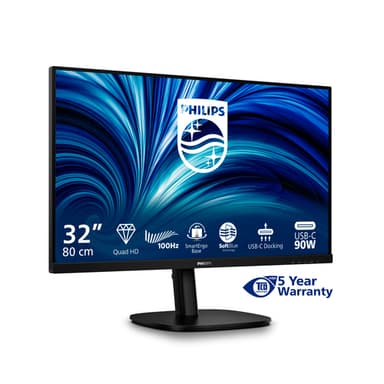 Philips 32B2U3601/00 computer monitor 80 cm (31.5") 2560 x 1440 pixels Quad HD LCD Black view 3